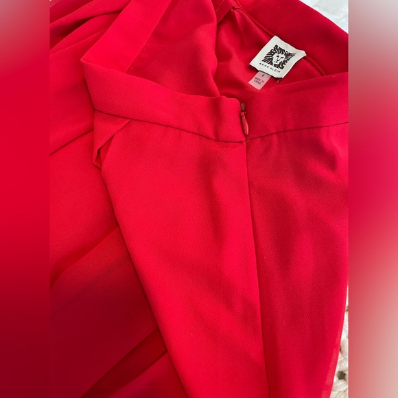 Red pleated chiffon midi skirt - Anne Klein - size 4 - Picture 4 of 6
